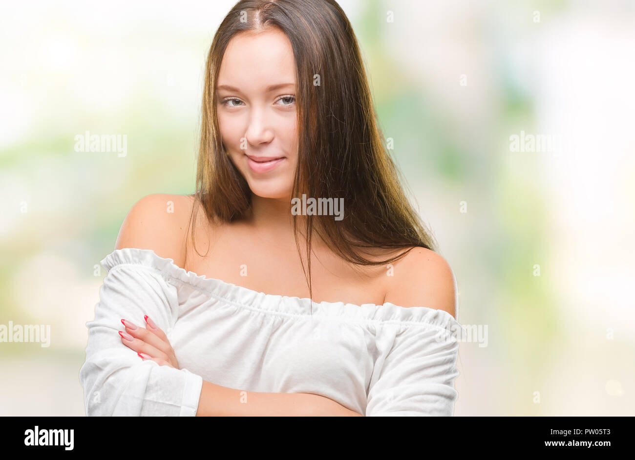 Young caucasian beautiful woman over isolated background happy face ...