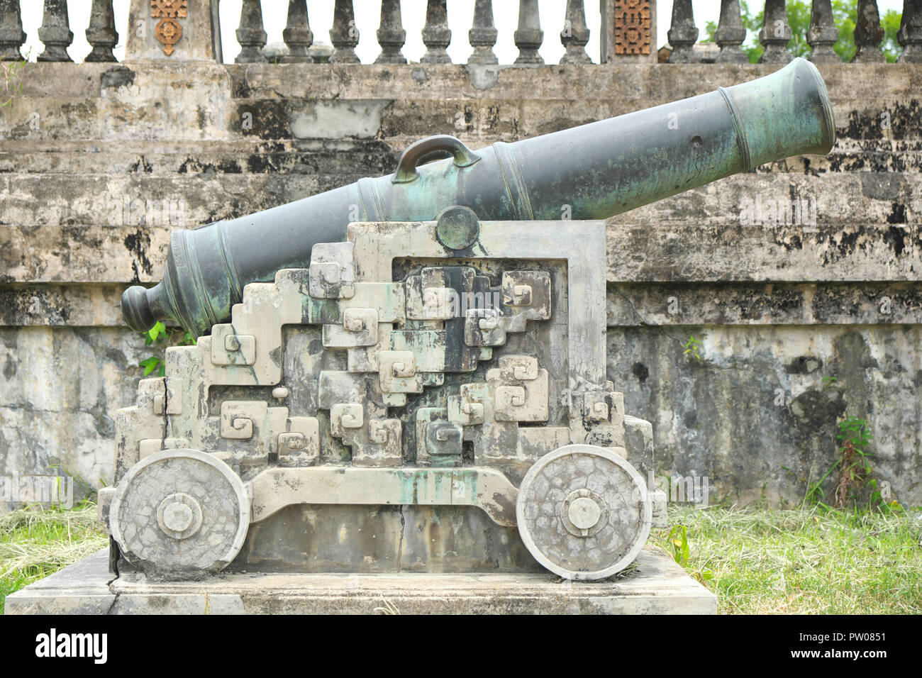 Hue Vietnam - old cannon on display within the Imperial City Stock Photo
