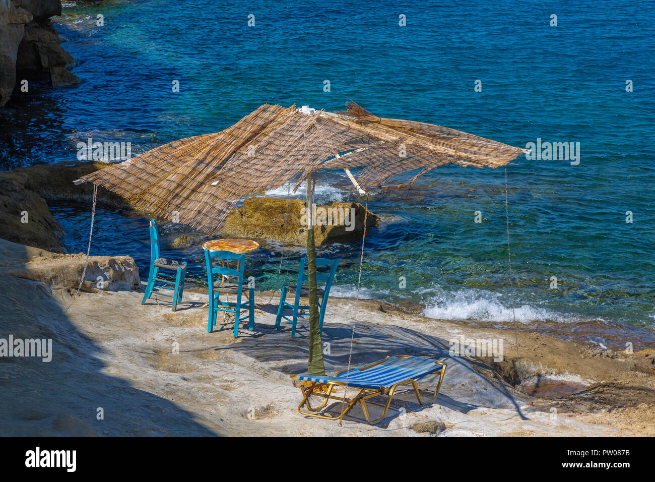 Gulf of Famous Hippies Matala Beach, Crete Island, Greece Stock Photo