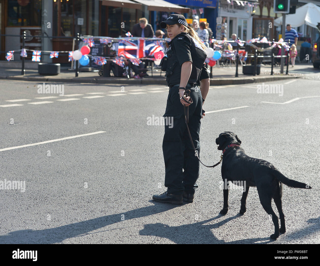 A Police Dog Handler And Her Dog Conduct Security Searches Around Windsor Ahead Of The Wedding Of Princess Eugenie To Jack Brooksbank Which Is Taking Place Tomorrow In St George S Chapel At