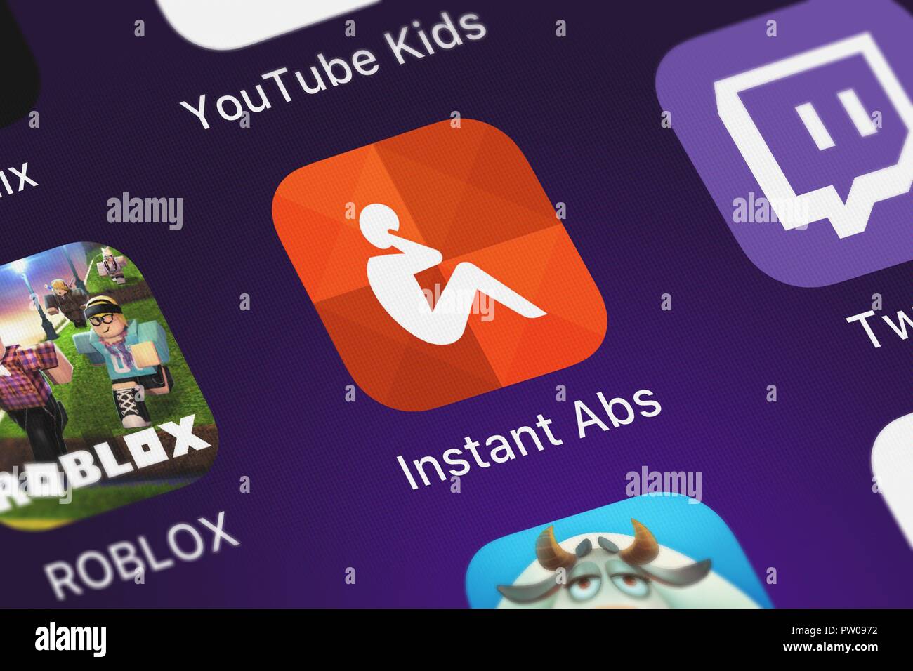 London United Kingdom October 11 18 Screenshot Of The Instant Abs Workout Trainer Mobile App From Azumio Inc Icon On An Iphone Stock Photo Alamy