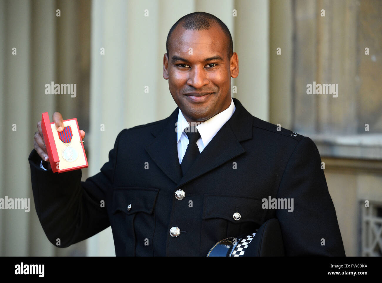 Constable Wayne Marques after receiving the George Medal for his actions in the London Bridge attack following an Investiture ceremony at Buckingham Palace, London. Stock Photo