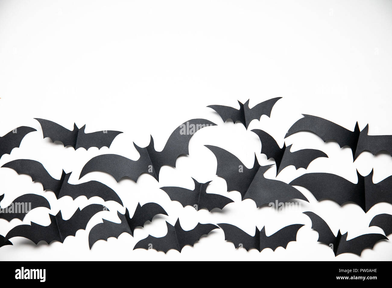 Halloween Paper Bat Decorations On A White Background Stock Photo