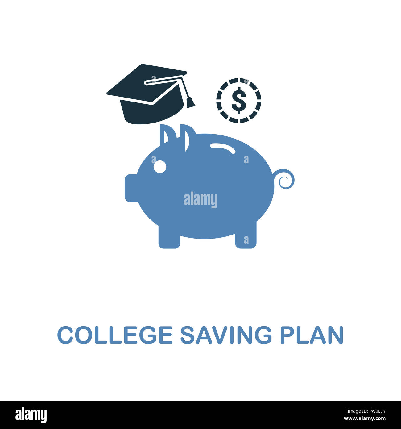 College Saving Plan creative icon in two colors design. Pixel perfect symbols from personal finance collection. UX and UI. Illustration of college sav Stock Photo