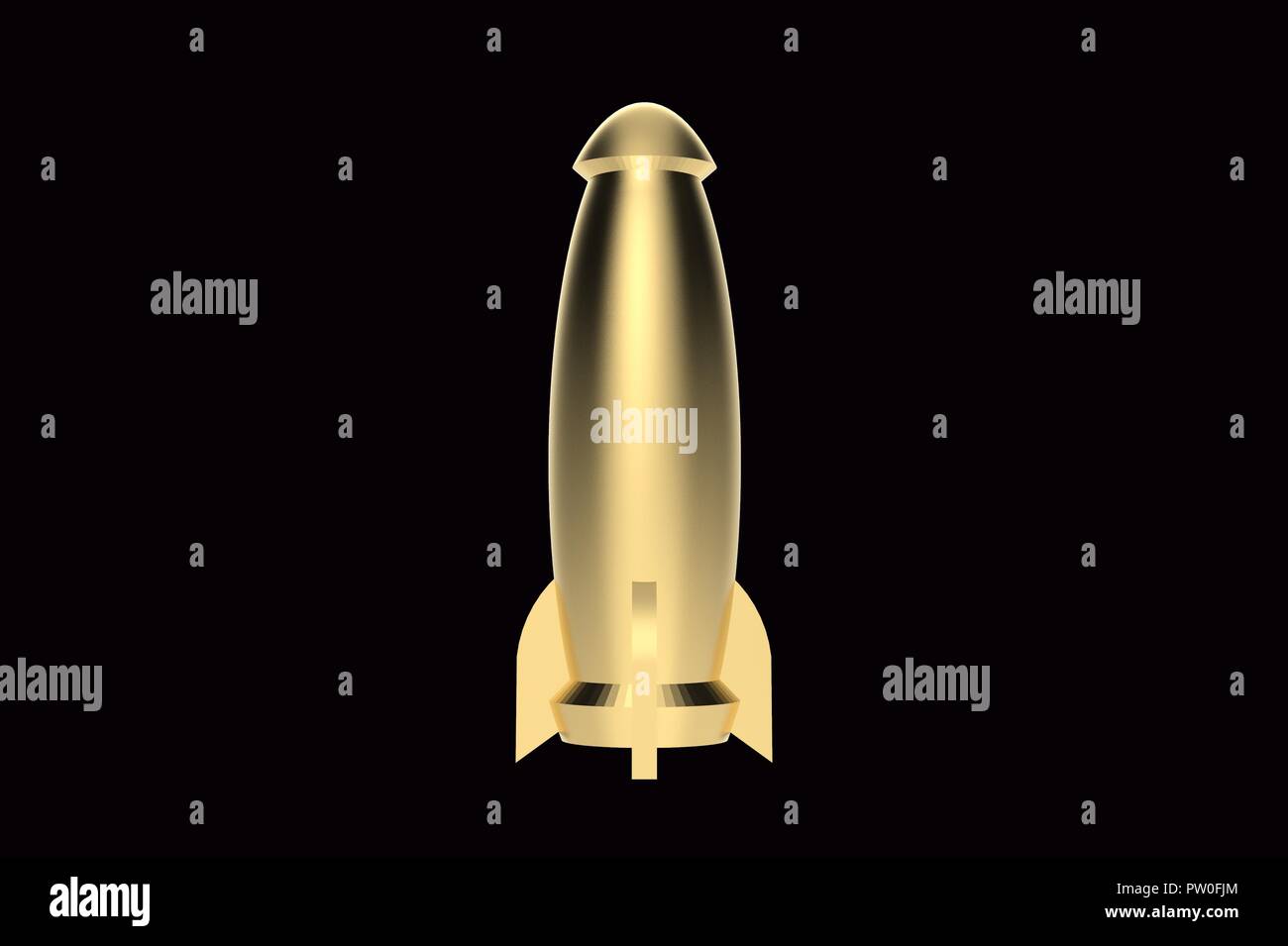 Rocket space ship 3D rendering isolated on black background Stock Photo