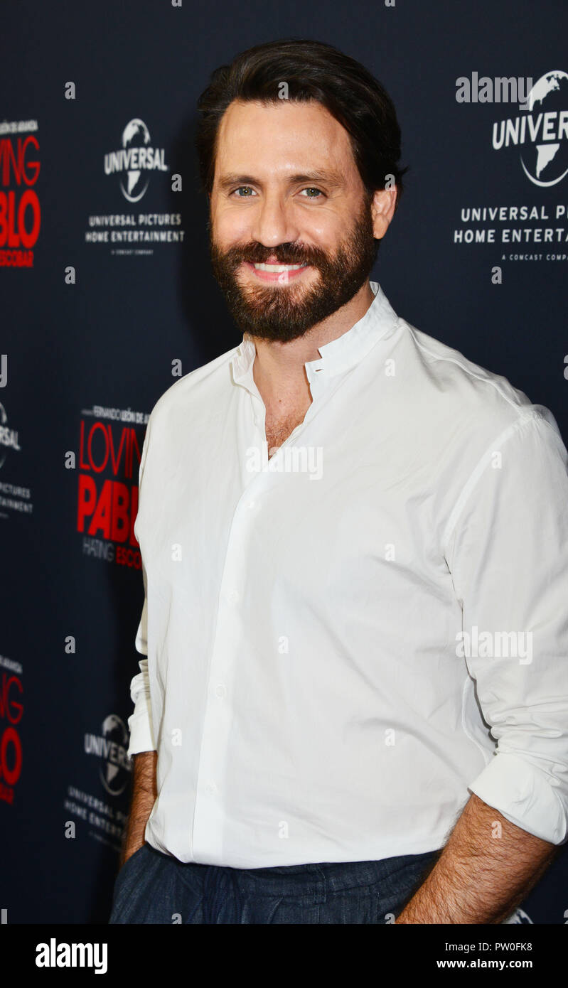 Edgar Ramirez 033 arrives at the Universal Pictures Home Entertainment Content Group's 'Loving Pablo' Special Screening at The London West Hollywood on September 16, 2018 in West Hollywood, California. Stock Photo