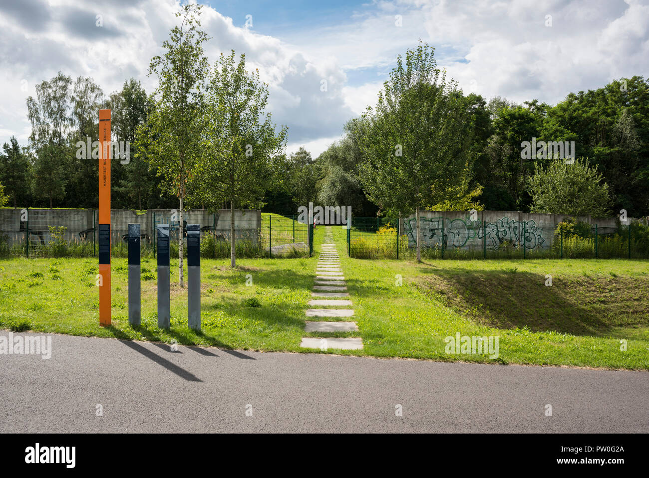 Berlin. Germany. Preserved section of the Berlin Wall at Rudow and Altglienicke, remains of the Hinterland wall (inner wall) was the southern most sec Stock Photo