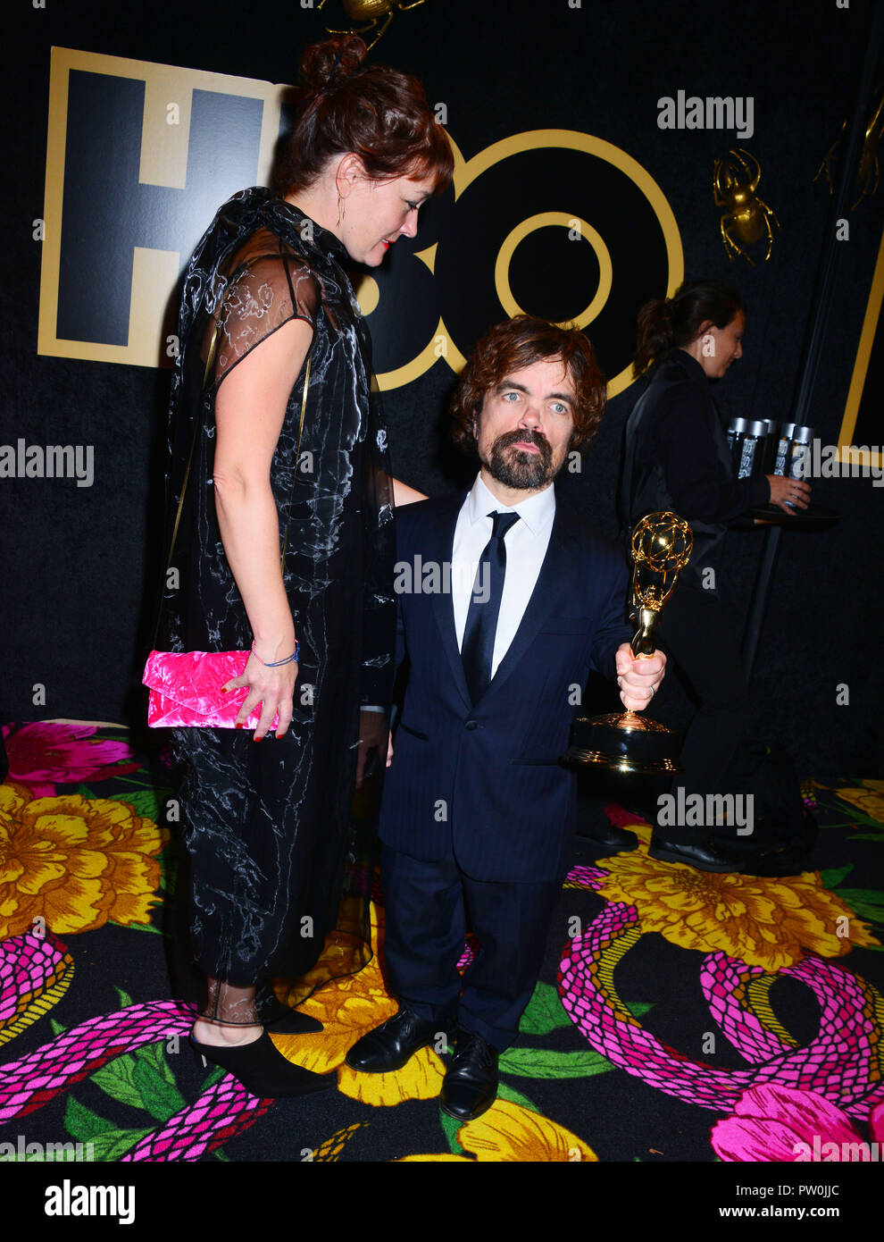 Erica Schmidt, Peter Dinklage 078 arrives at HBO's Post Emmy Awards Reception at The Plaza at the  Pacific Design Center on September 17, 2018 in Los Angeles, California Stock Photo