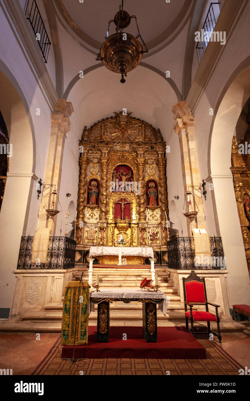 Altar of the Iglesia de San Bartolomé, Jerez de los Caballeros, Badajoz Province, Extremadura, Spain Stock Photo