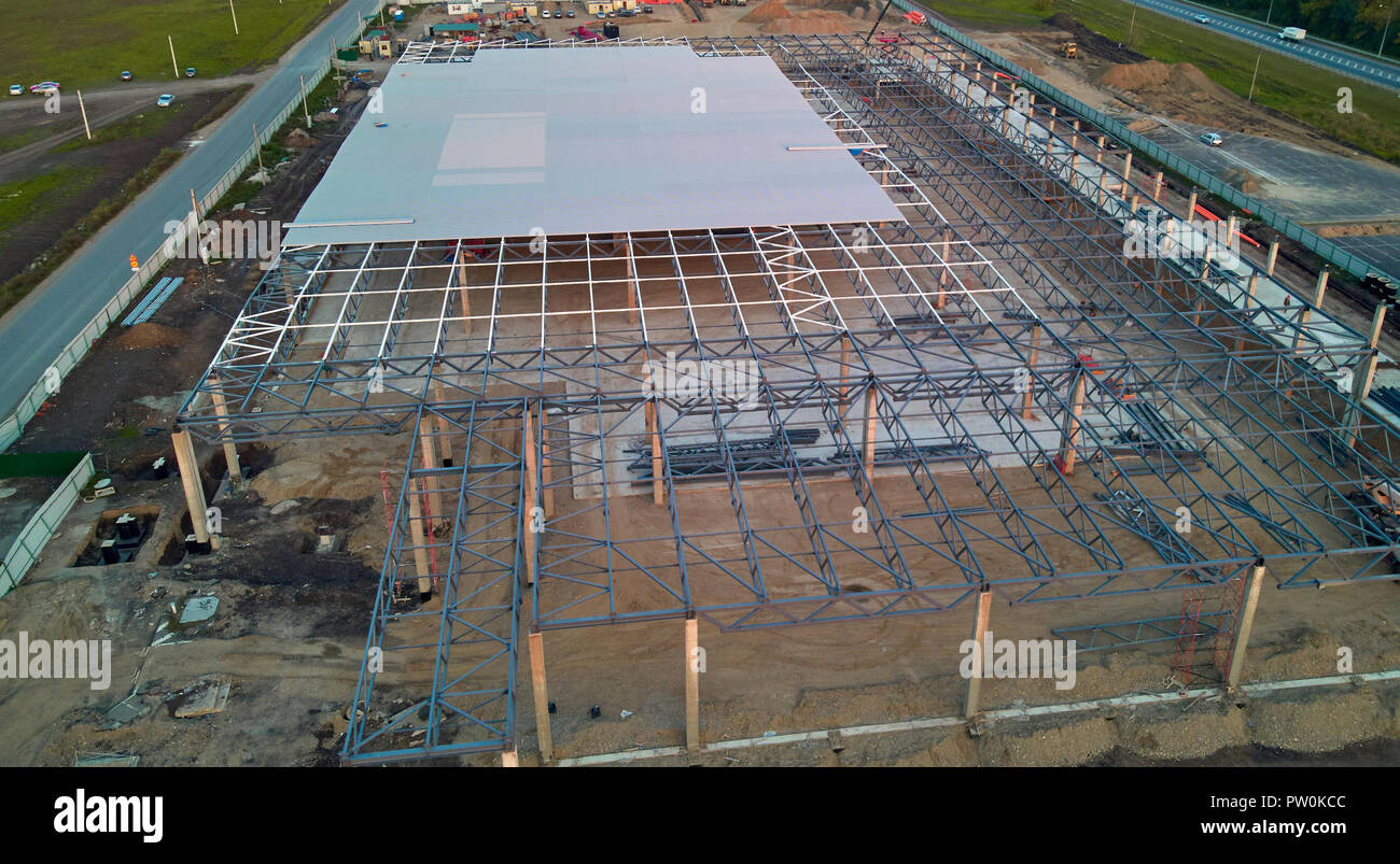 aerial view of the construction of an industrial facility Stock Photo