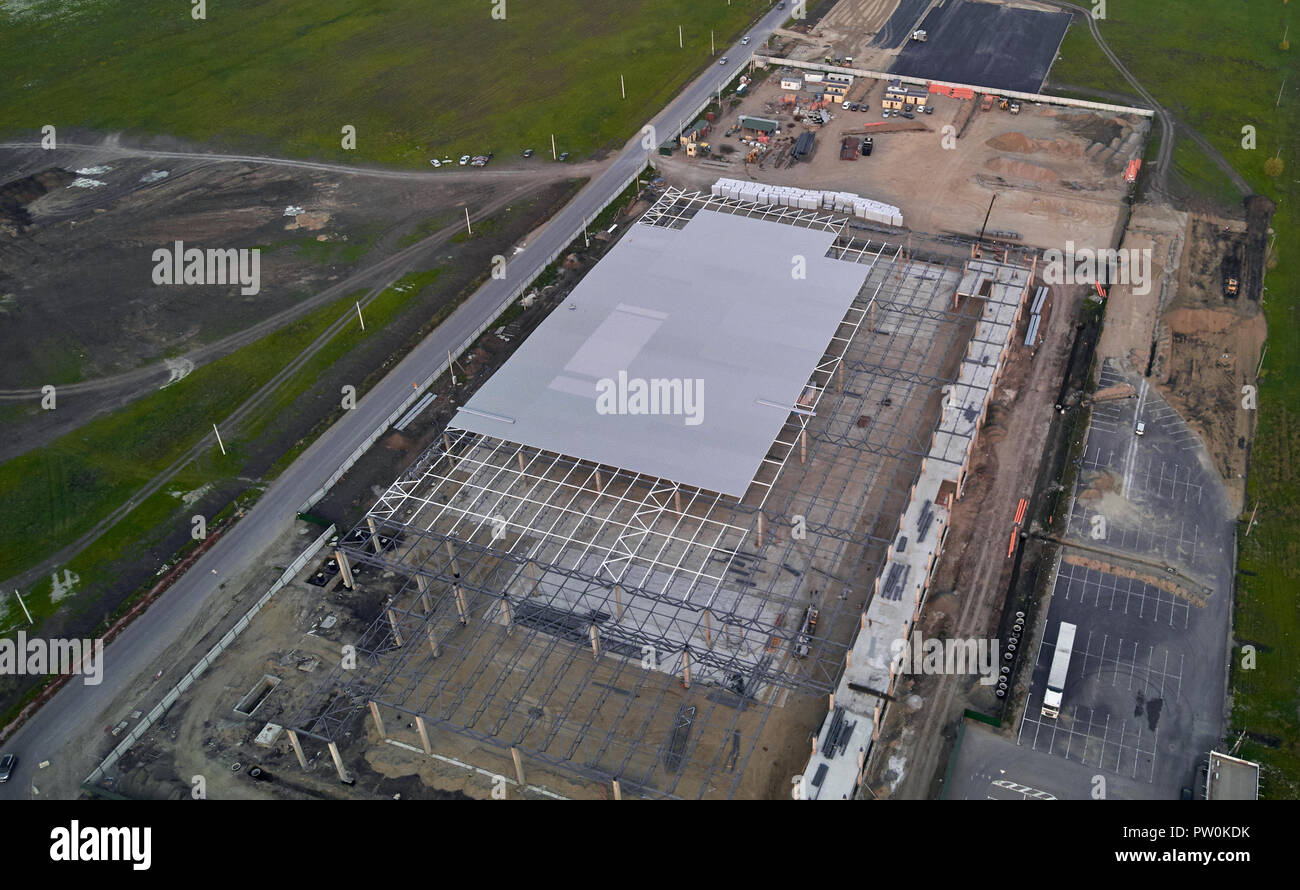 aerial view of the construction of an industrial facility Stock Photo
