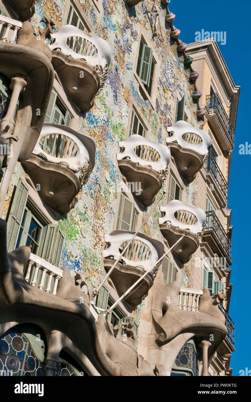 Exterior view of Casa Batllo by Antoni Gaudi, Barcelona, Spain Stock Photo