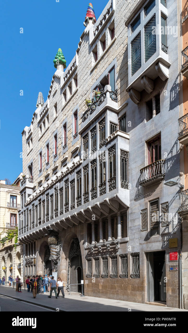 Antoni Gaudi's Palau Guell, El Raval, Barcelona, Spain Stock Photo