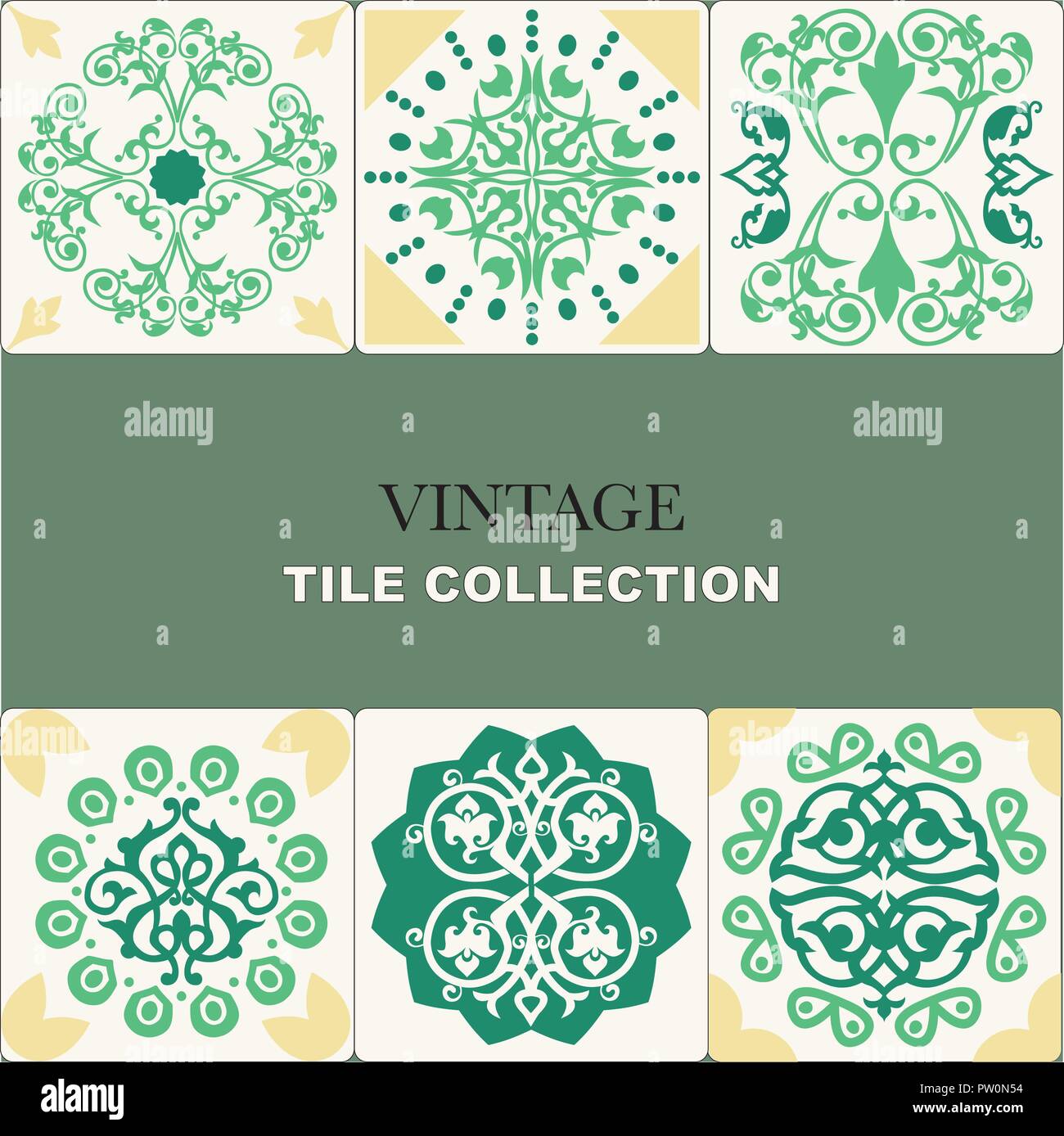 Vintage Islamic Tile Collection Stock Vector