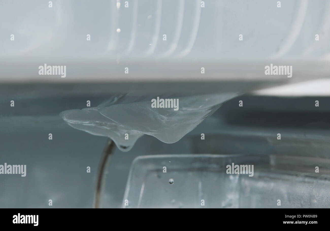 water drop from ice in refrigerator while defrost and cleaning Stock