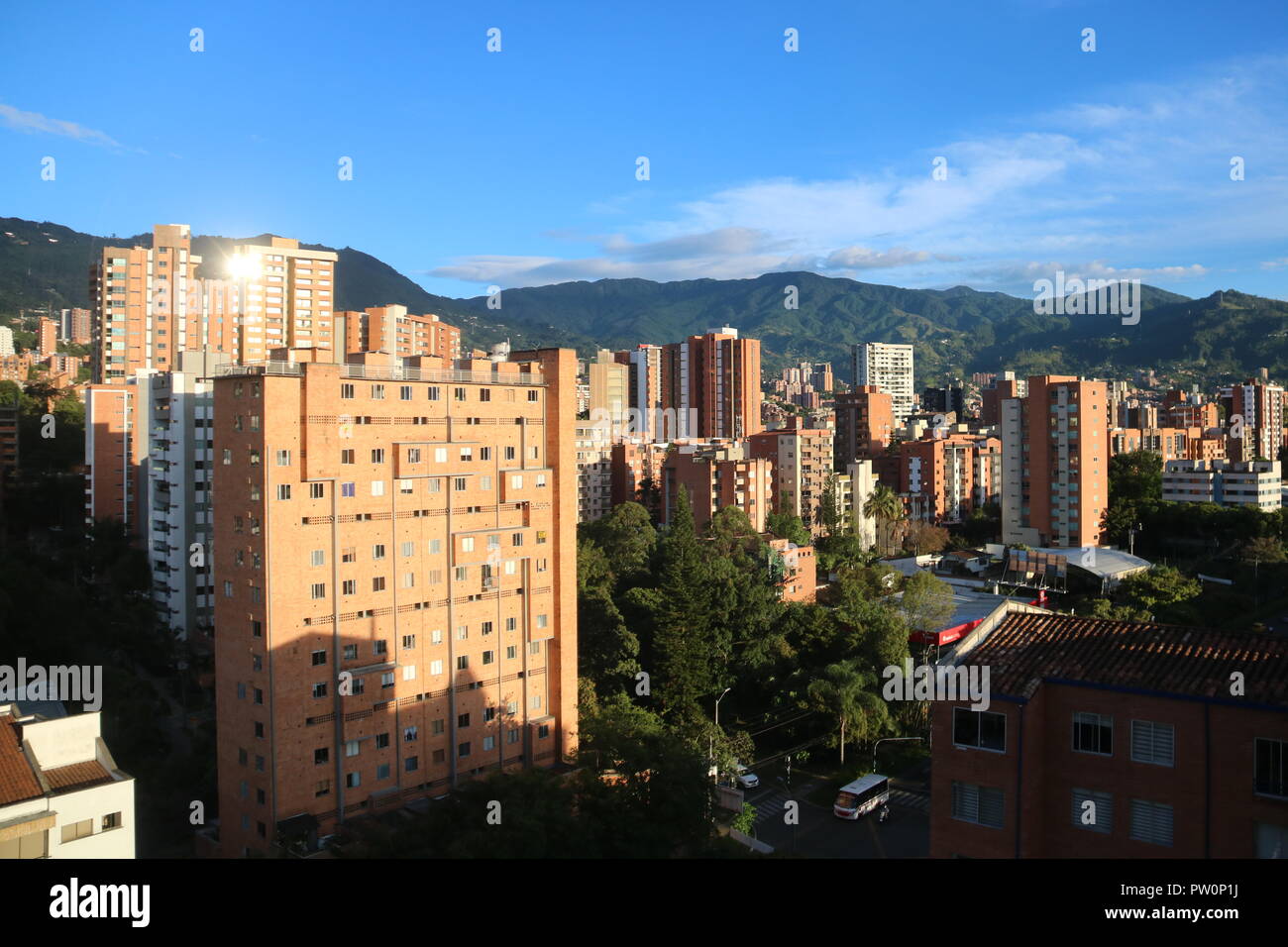 View over Medellin, beautiful city of Colombia. Stock Photo