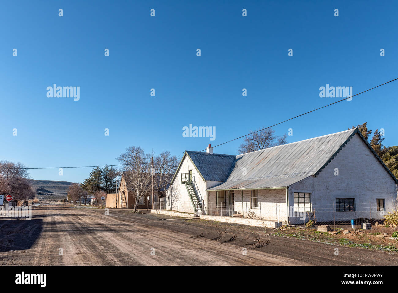 SUTHERLAND, SOUTH AFRICA, AUGUST 8, 2018 A street scene, with old