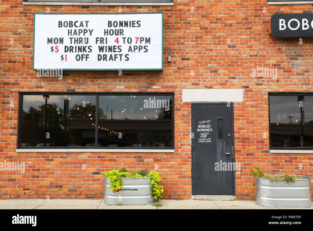 Bobcat Bonnie's bar on Michigan Avenue, in hip Corktown, in Detroit, Michigan, USA Stock Photo