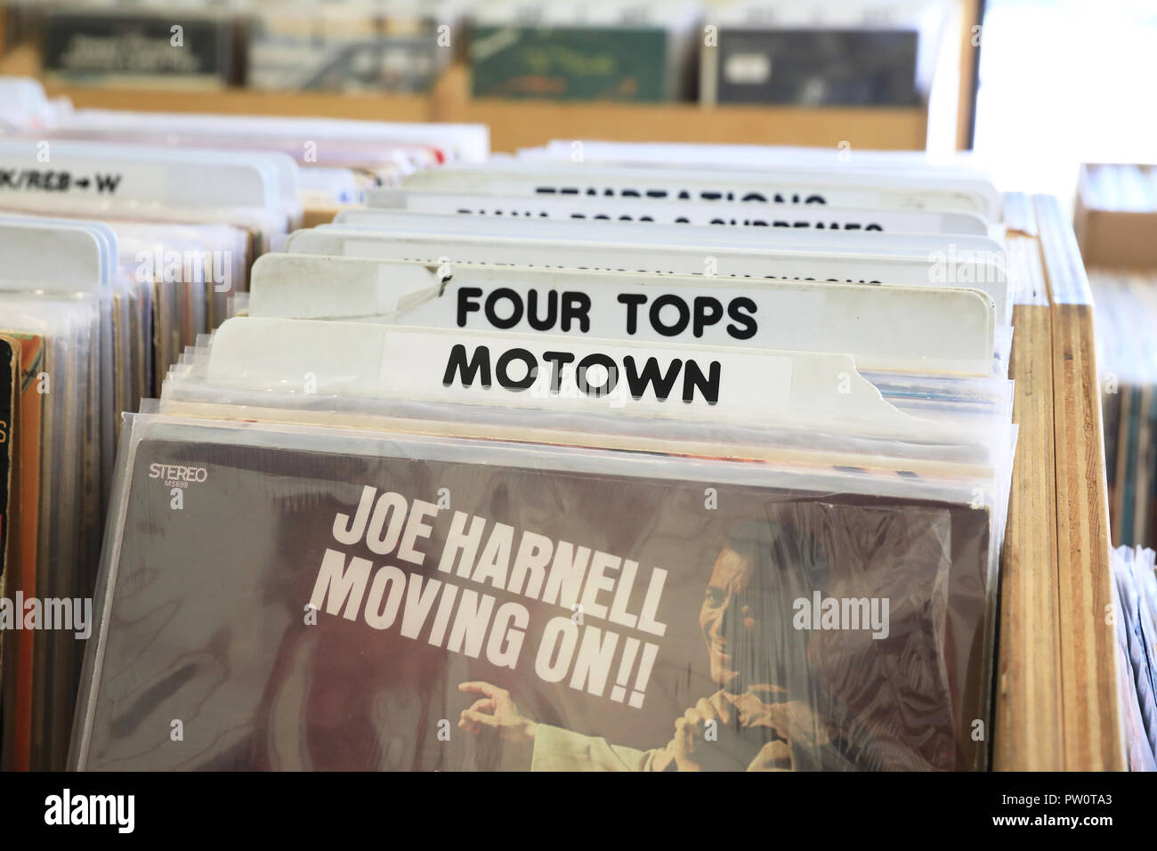 Hip record shop on Bagley St and Trumbull Ave, in trendy Corktown, in Detroit, Michigan, USA Stock Photo