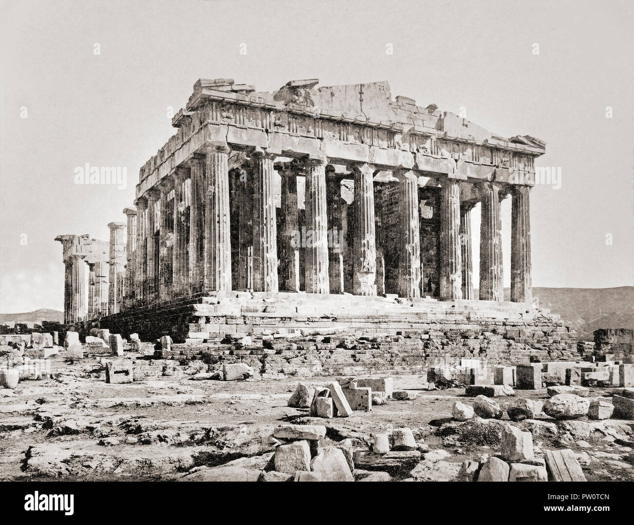 The Acropolis, Athens, Greece, circa 1895.  After a photograph from an anonymous photographer. Stock Photo