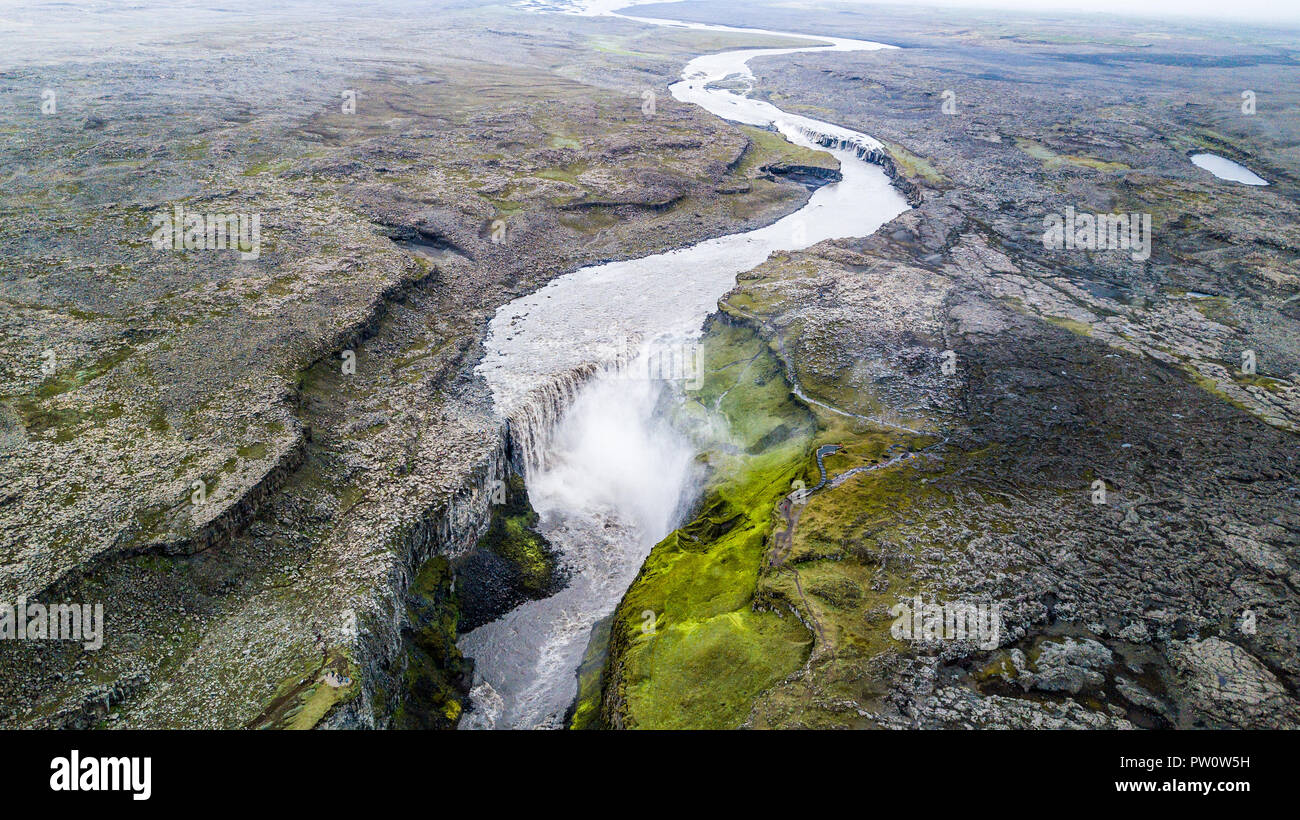 Dettifoss, a waterfall in Vatnajökull National Park, most powerful in Europe, Northeast, Iceland Stock Photo
