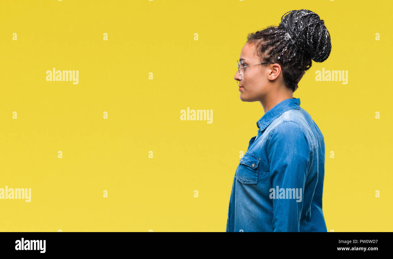 Young Braided Hair African American Girl Wearing Glasses Over