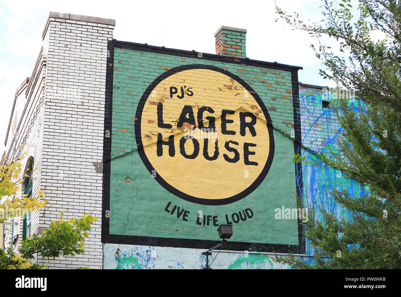 PJ's Lager House, on Michigan Avenue, in hip Corktown, in Detroit, Michigan, USA Stock Photo