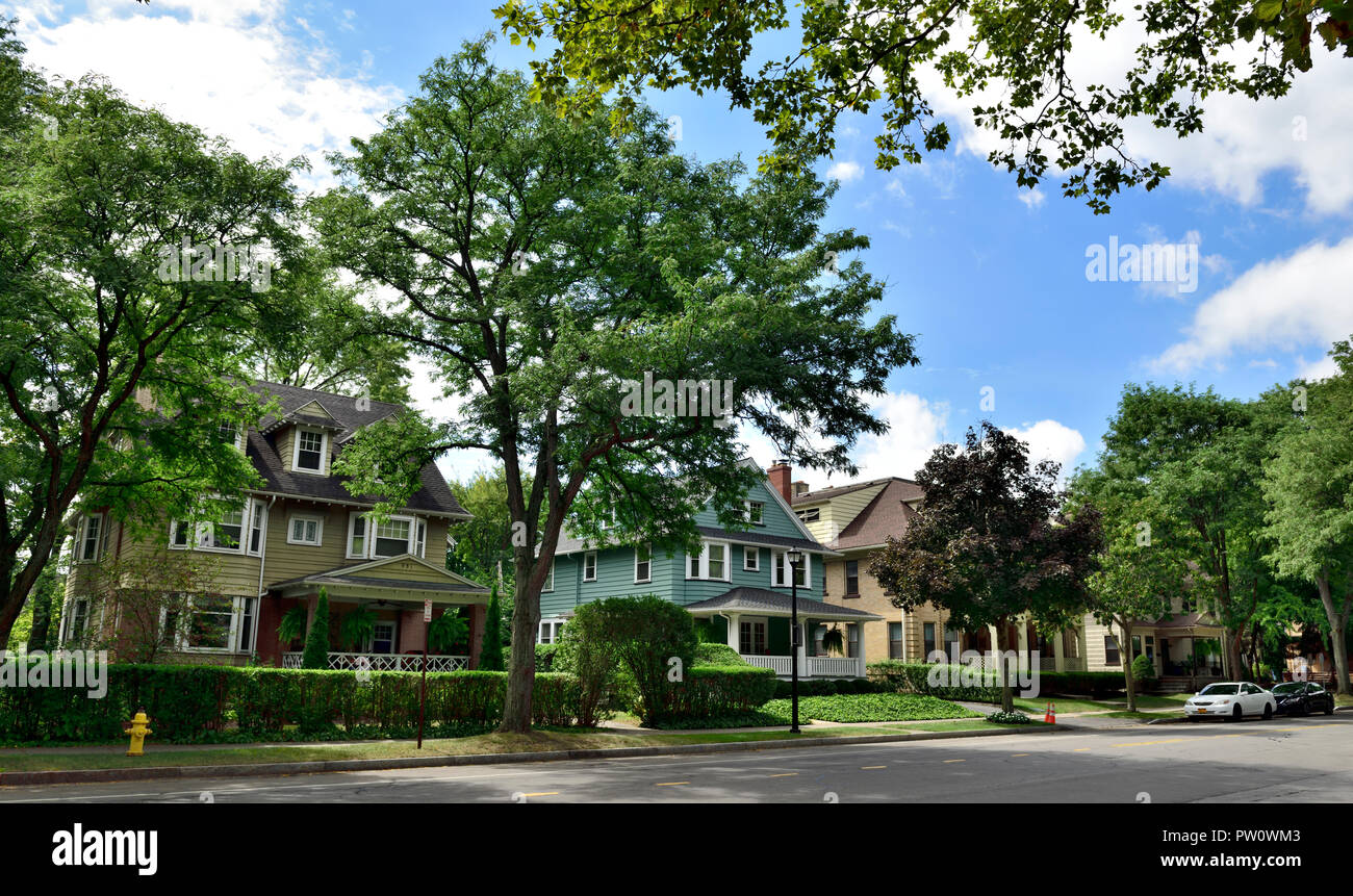 Residential neighbourhood in East Avenue Historic District of Rochester, New York, USA Stock Photo