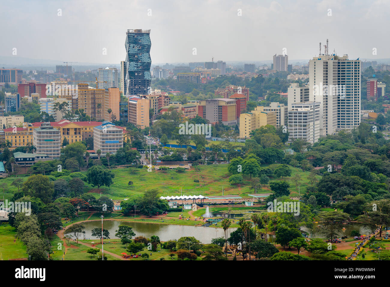 Nairobi skyline skyscrapers city view. Cityscape of the capital of Kenya, Nairobi. Stock Photo