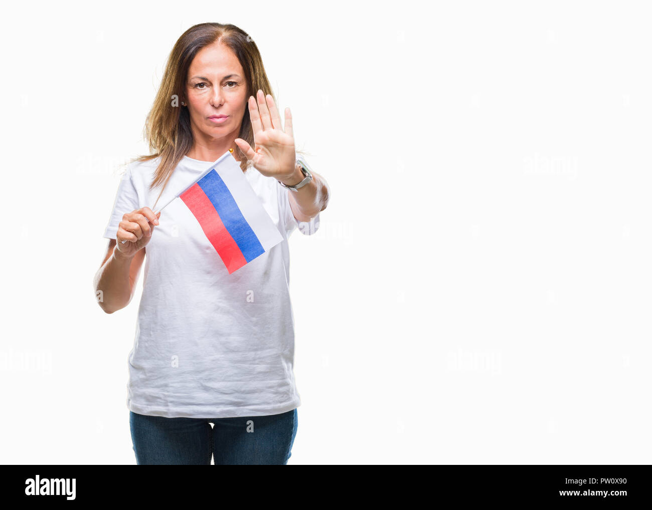 Middle age woman doing stop Cut Out Stock Images Pictures Alamy