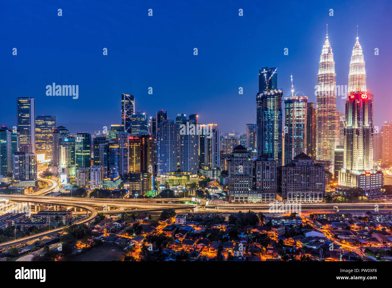 City Skyline At Night Kuala Lumpur Malaysia Stock Photo Alamy
