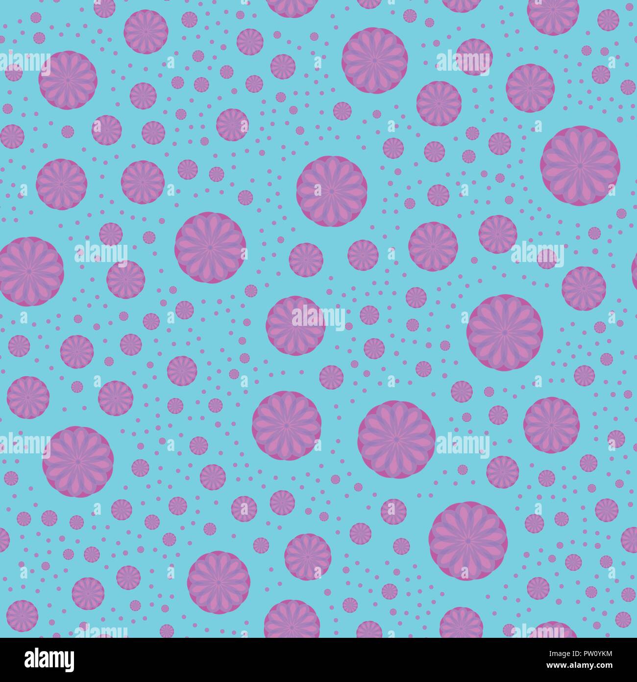 Floral vector pattern on the cyan background Stock Vector