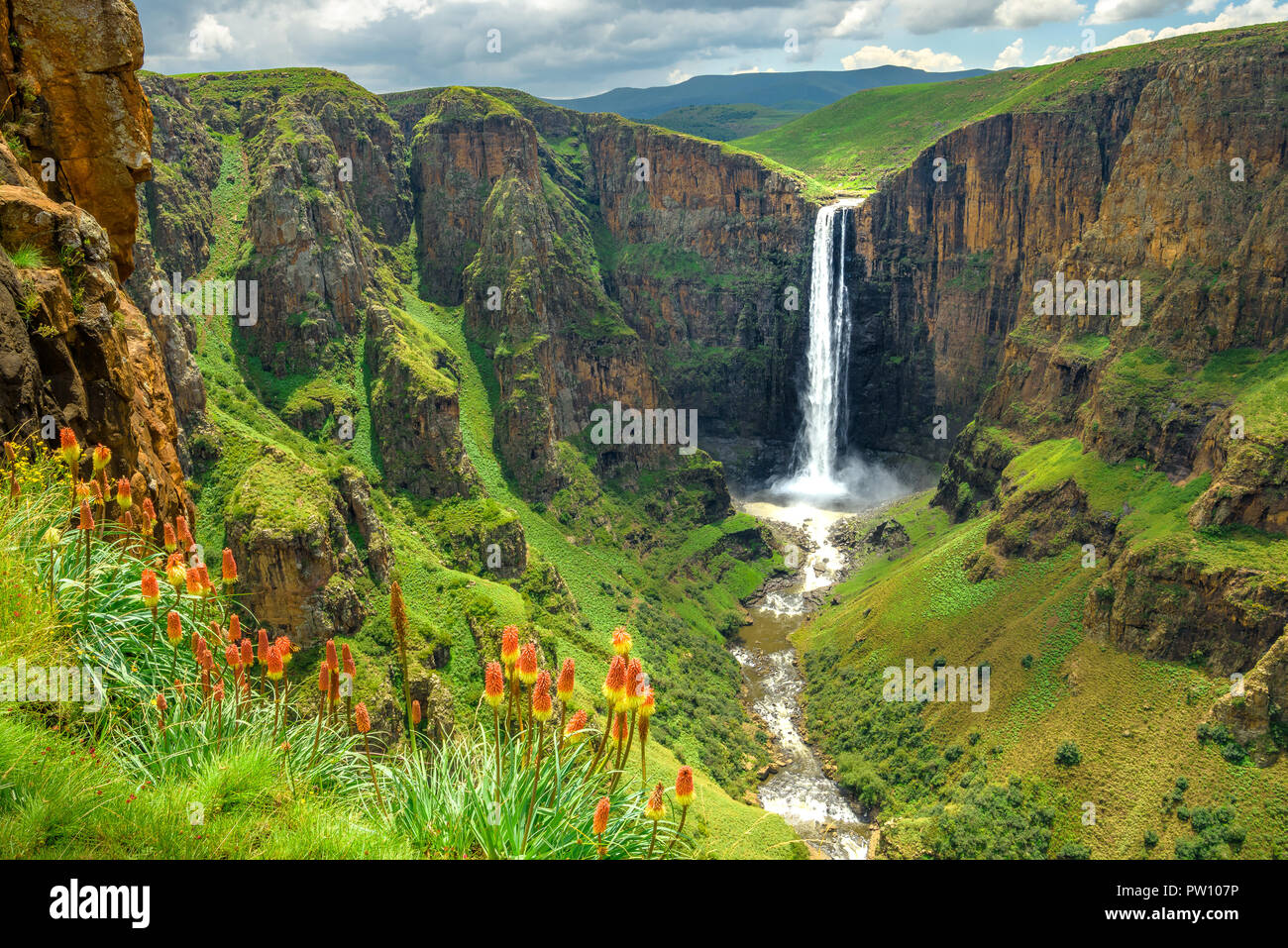 Maletsunyane Falls in Lesotho Africa. Most beautiful waterfall in the