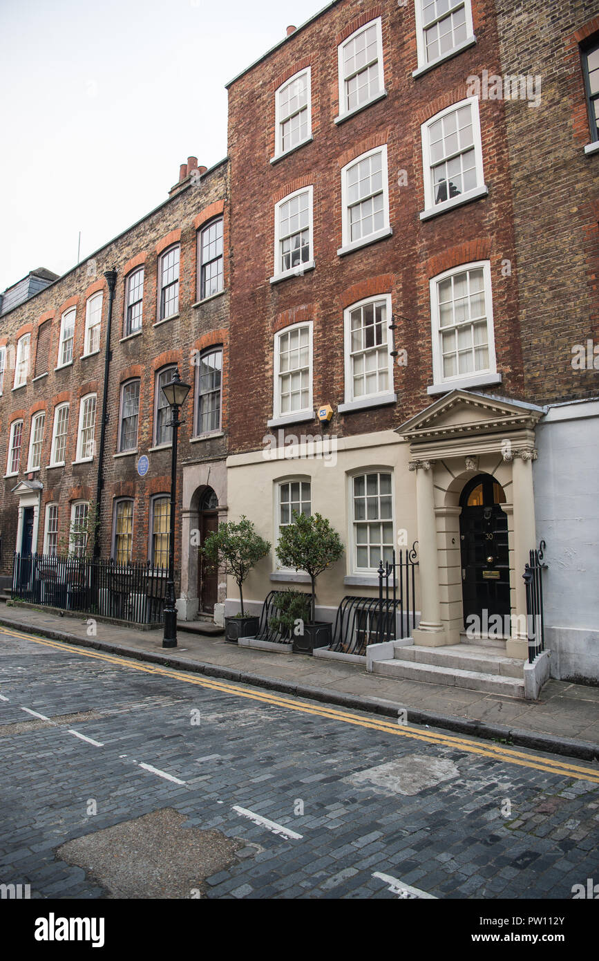 terraced town houses in Elder Street, Spitalfields, London