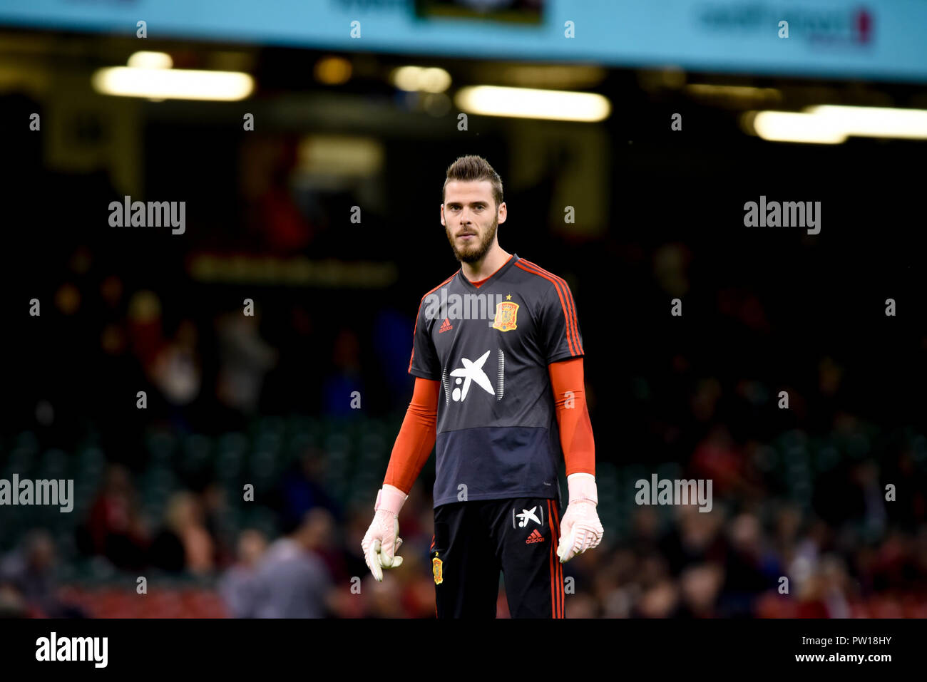 Cardiff, UK. 11th Oct 2018. Wales v Spain, International Football Friendly, National Stadium of Wales, 11/10/18: Spain's goalkeeper David De Gea Credit: Andrew Dowling/Influential Photography/Alamy Live News Stock Photo
