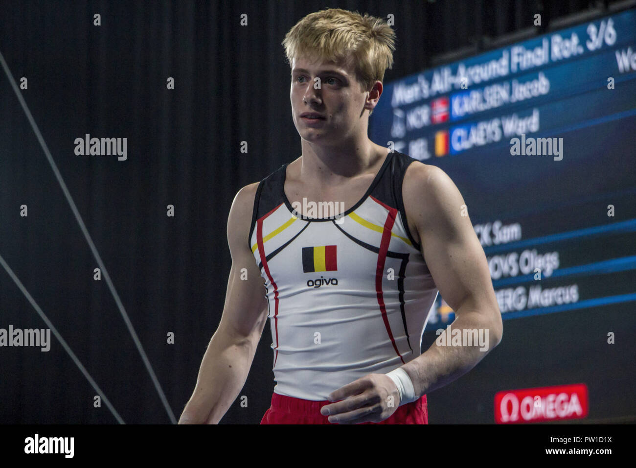 October 11, 2018 - Buenos Aires, Buenos Aires, Argentina - This Thursday the Belgian gymnast of 17 years, Claeys Ward, said goodbye to the Youth Olympic Games, Buenos Aires 2018, after his presentation in the final of the Multiple Male Competition, Subdivision 1, of Artistic Gymnastics positioning itself in the position number 10 of the competition. (Credit Image: ©  Roberto Almeida Aveledo/ZUMA Wire) Stock Photo