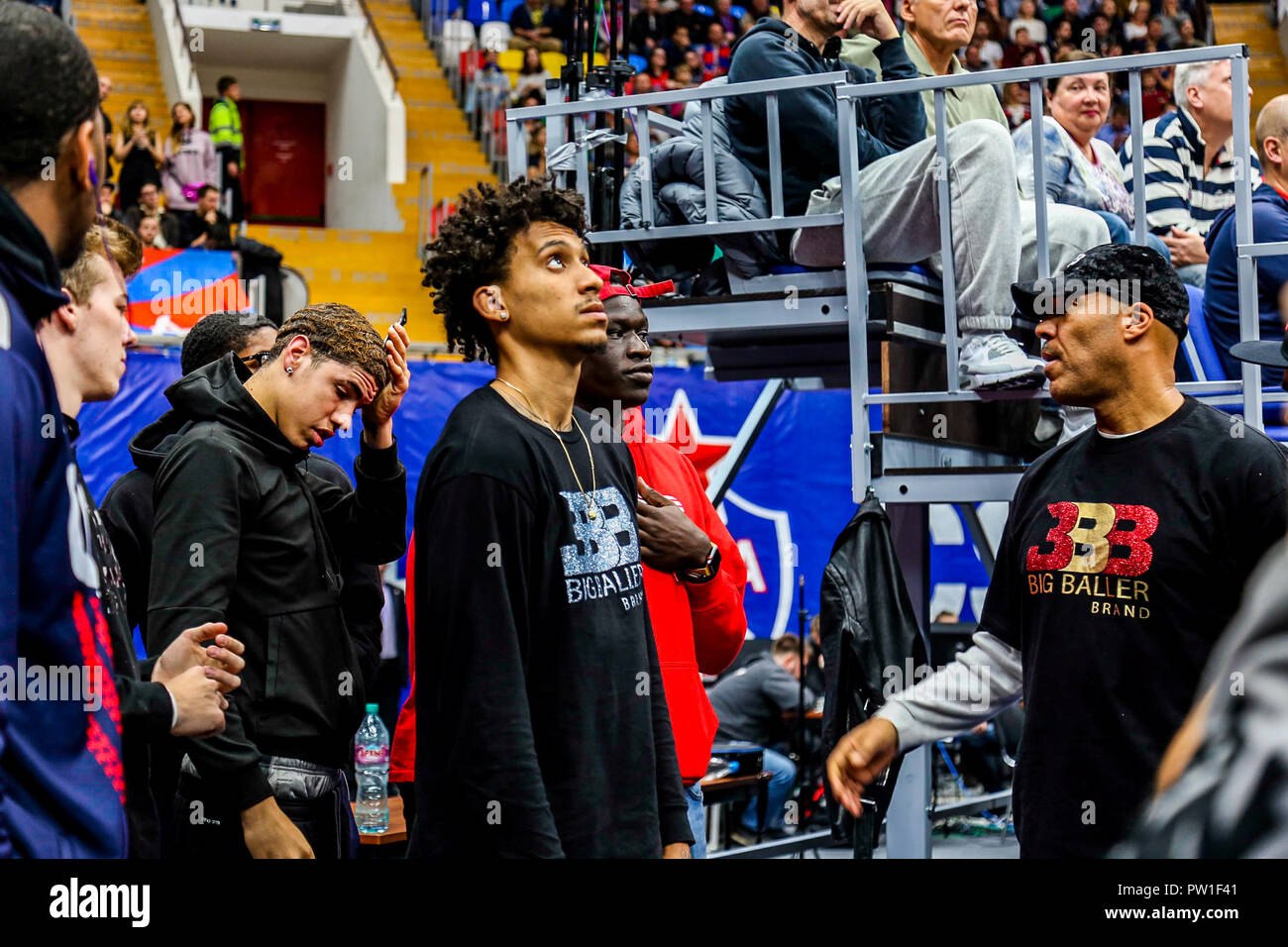 Lavar Ball, father of Los Angeles Lake guard Lonzo Ball, presents a framed  shirt of Big Baller Brand to CSKA Moscow after his team played CSKA  Moscow-2 the previous day as part