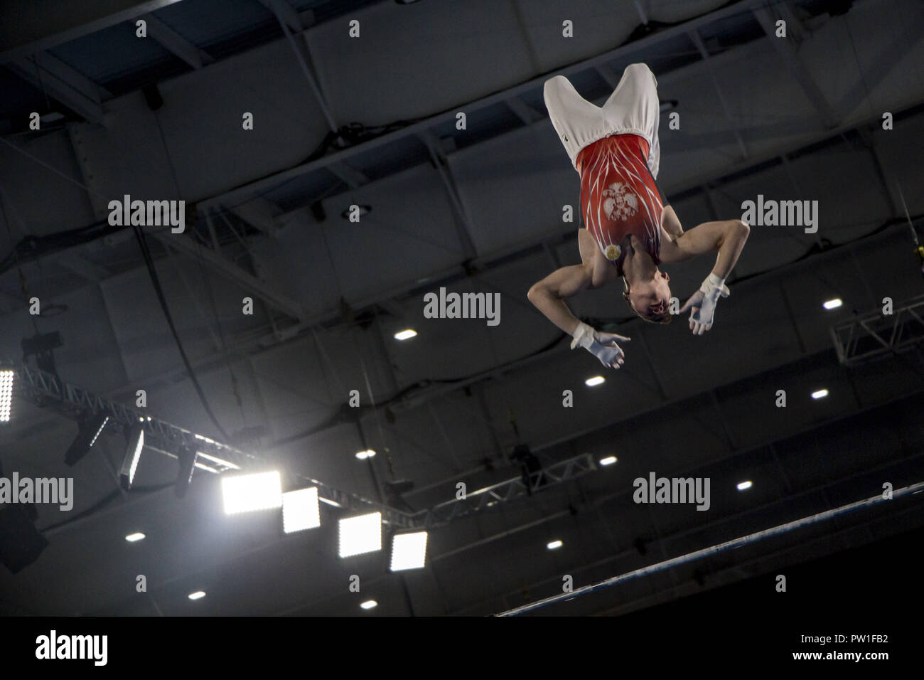 Buenos Aires, Buenos Aires, Argentina. 11th Oct, 2018. The Russian Naidin Sergei was the winner of the Silver Medal in the Multiple Masculine Artistic Gymnastics Competition at the 2018 Buenos Aires Youth Olympic Games. Credit: Roberto Almeida Aveledo/ZUMA Wire/Alamy Live News Stock Photo