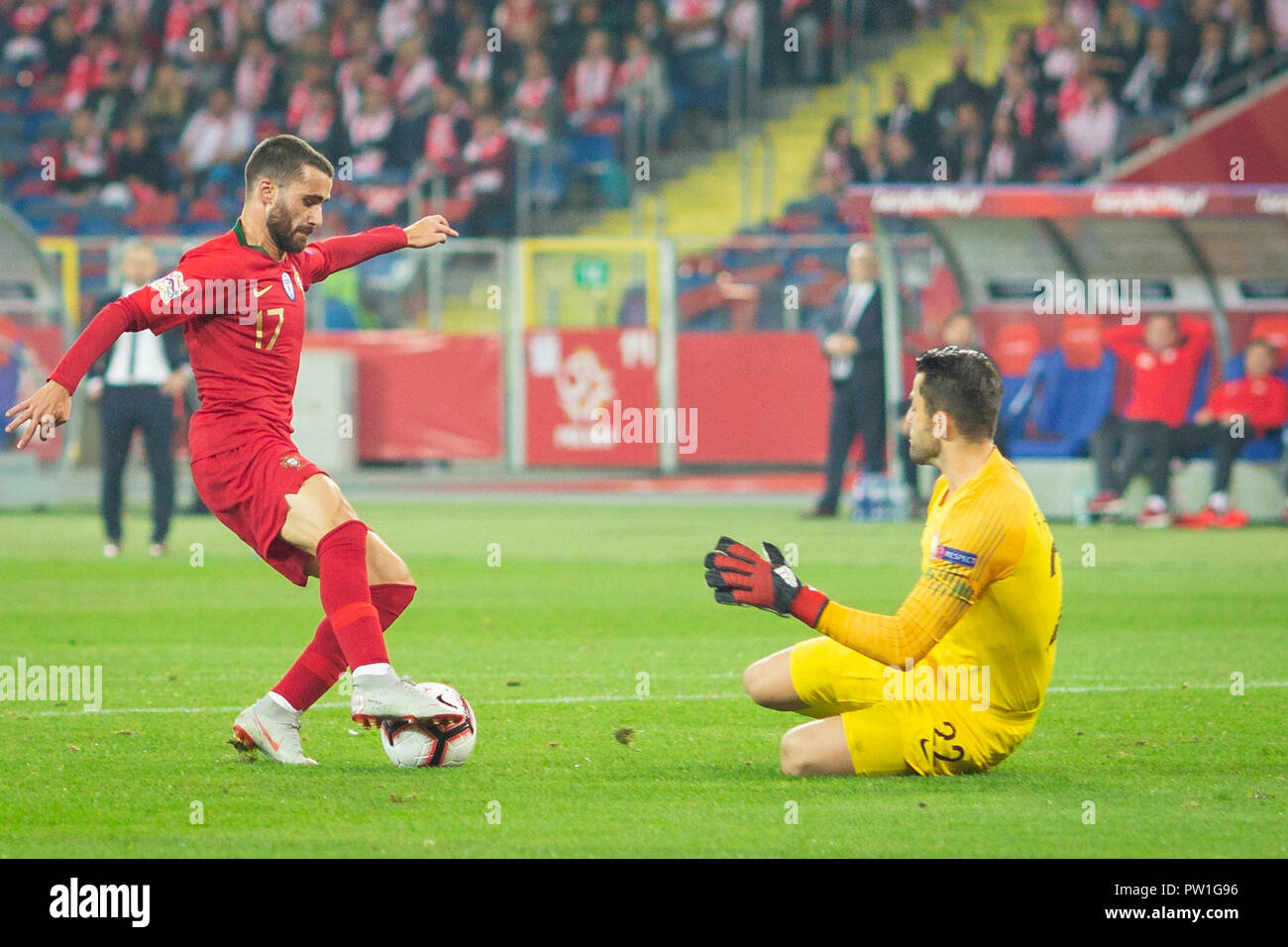 Portugal's player Rafa Silva in action during the match between Poland and Portugal for the UEFA Nations League, at Slaski Stadium, in Chorzów, Poland. Final Score: Poland 2-3 Portugal Stock Photo