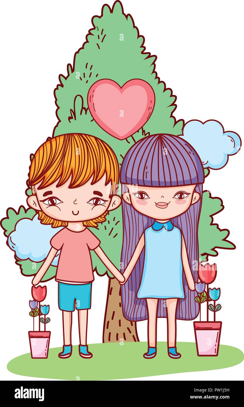 Cute boy and girl cartoons Stock Vector Image & Art - Alamy