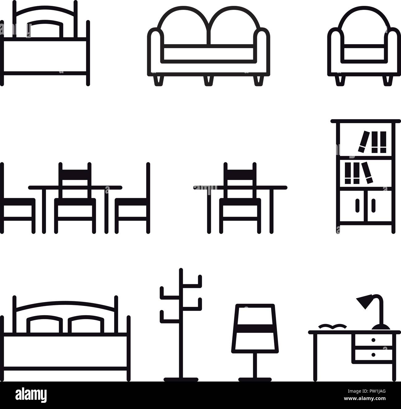 Living Room and Bedroom Line Stock Vector Image & Art - Alamy