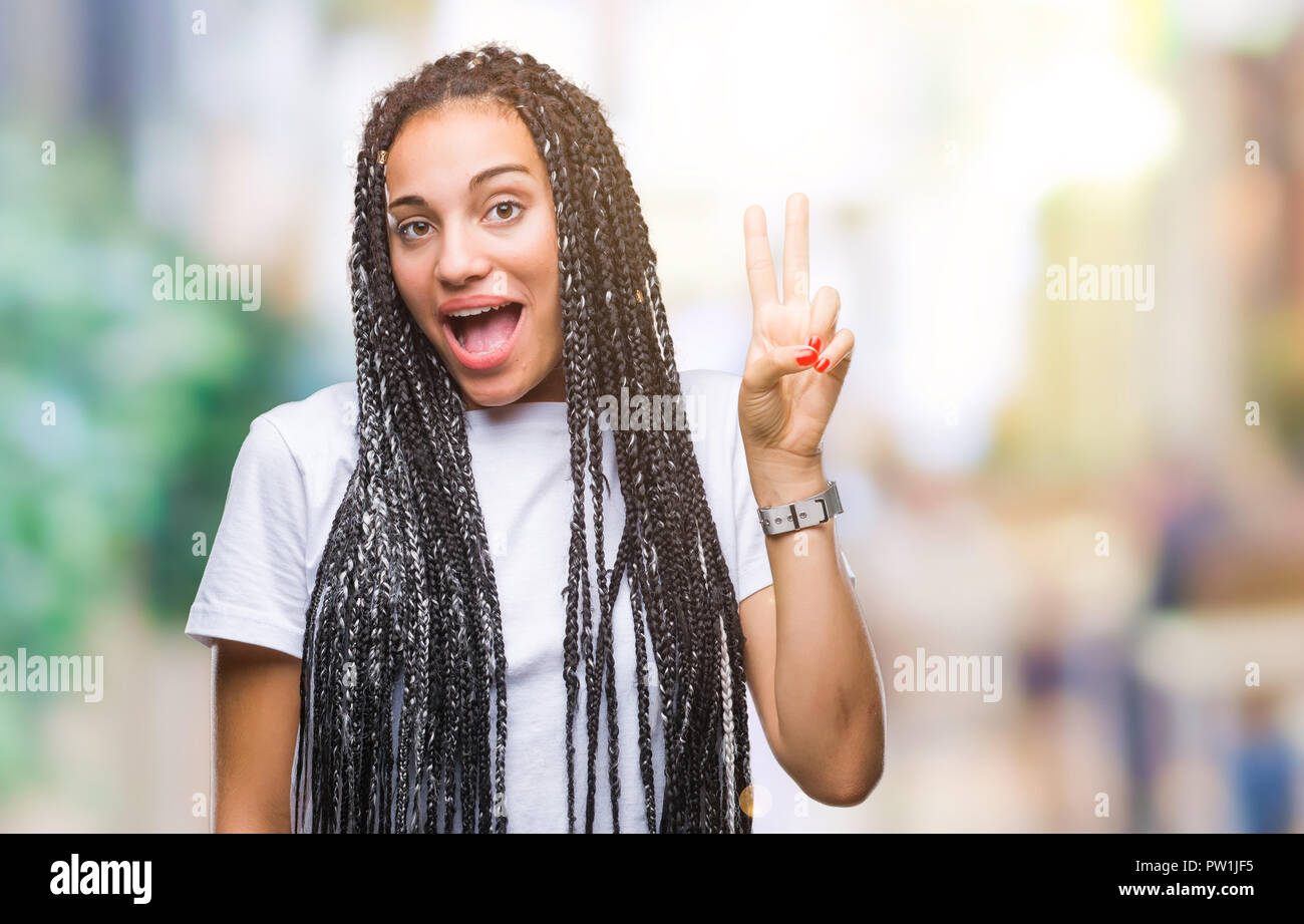 Young Braided Hair African American Girl Over Isolated Background