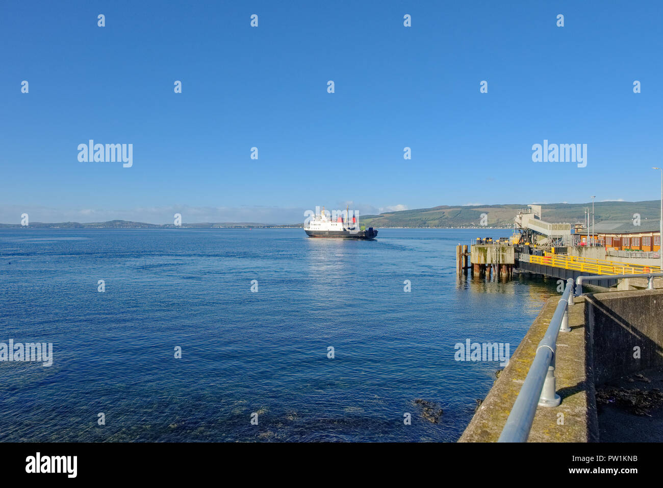 Car Ferry on the River Clyde Leaving Wemyss Bay Pier Scotland Stock