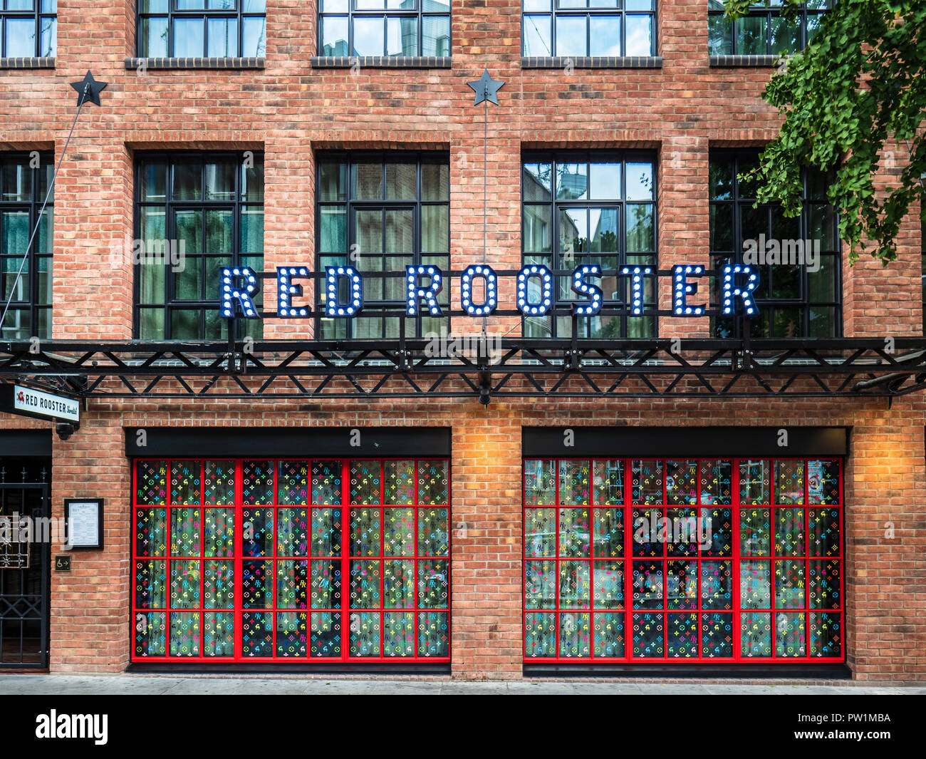 Red Rooster Shoreditch London - New York restauranteur Marcus Samuelsson opened a London branch of his Harlem Soul Food restaurant Stock Photo
