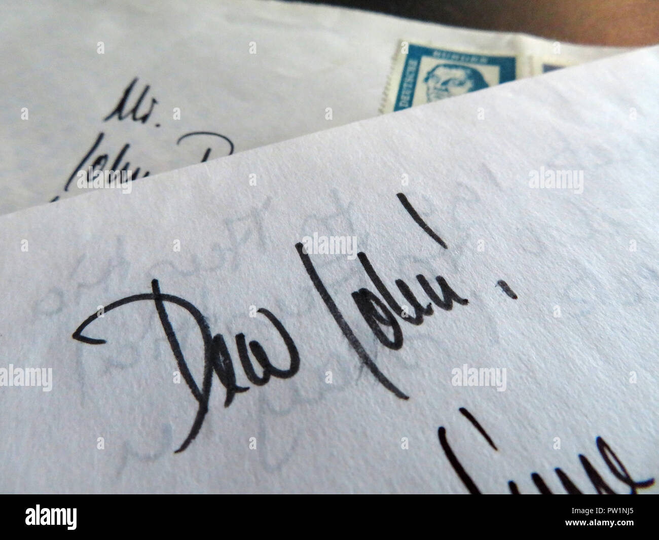 hand written letters from abroad starting with Dear John Stock Photo