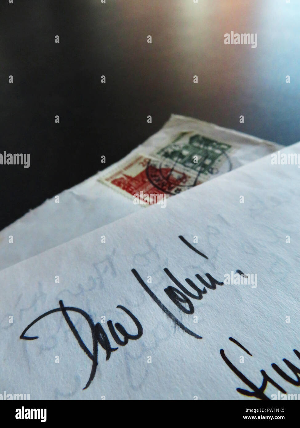 hand written letters from abroad starting with Dear John Stock Photo