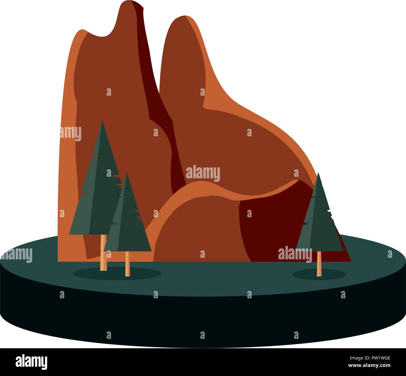 mountains tree pine scene landscape nature vector illustration Stock ...