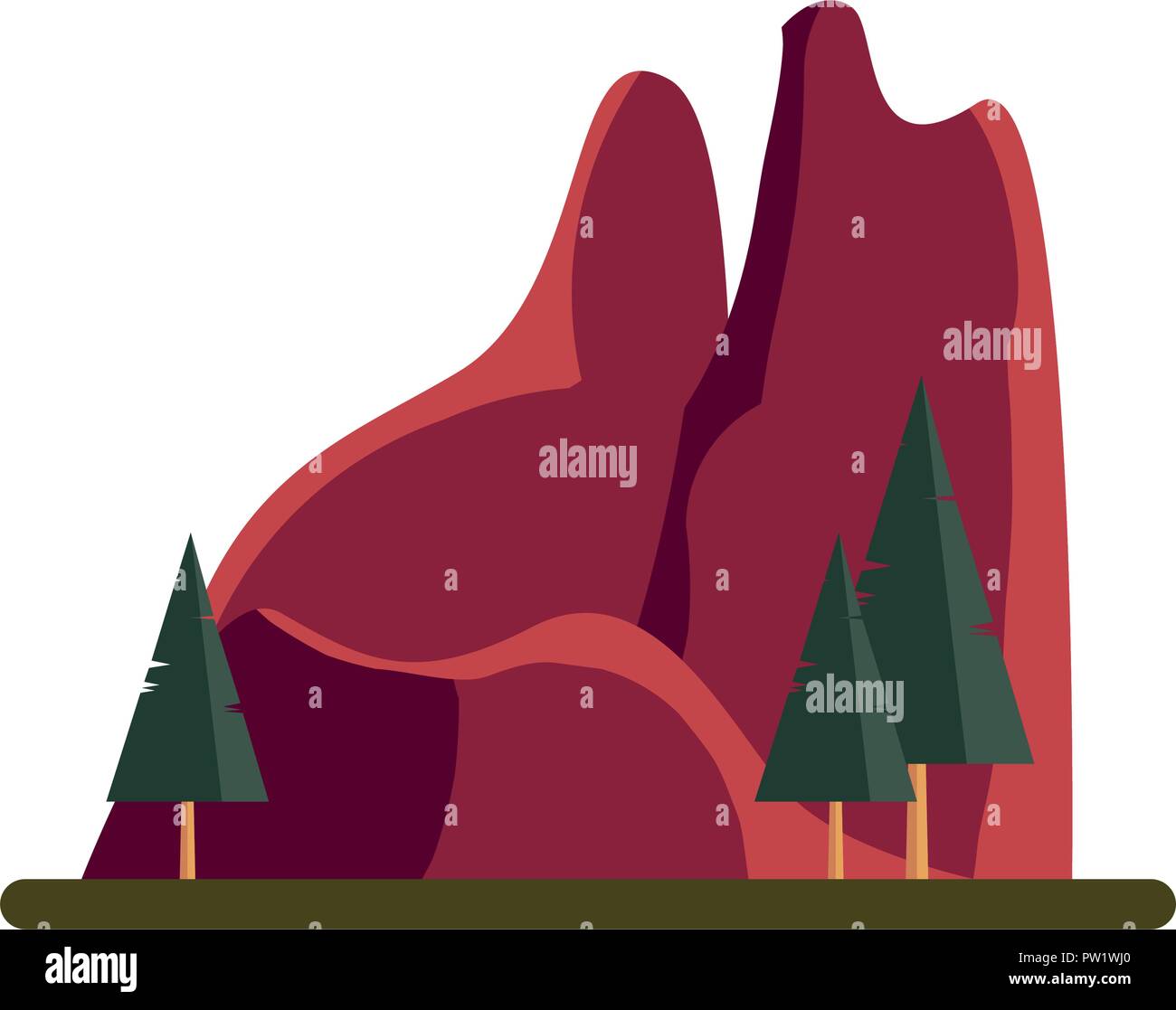 mountain trees pine landscape nature vector illustration Stock Vector ...