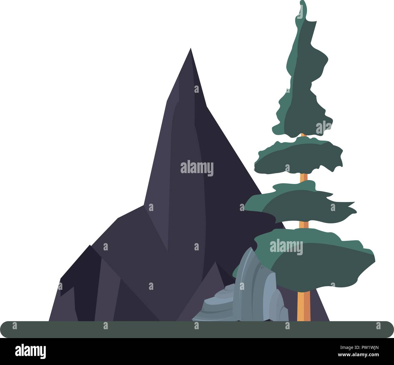 mountains tree pine rocks scene landscape nature vector illustration ...