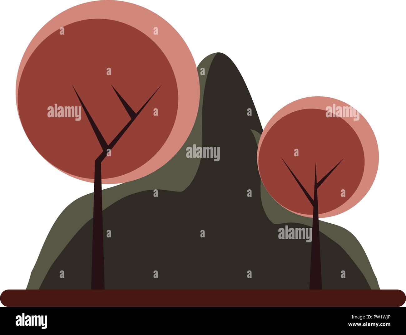 mountain trees panorama landscape nature vector illustration Stock ...